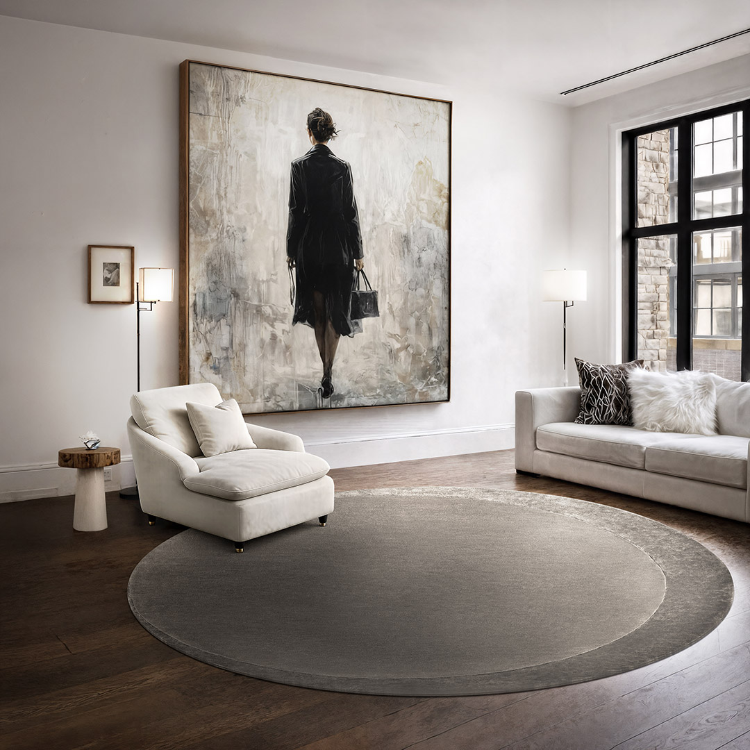 Tapis Rond Moon Tourterelle