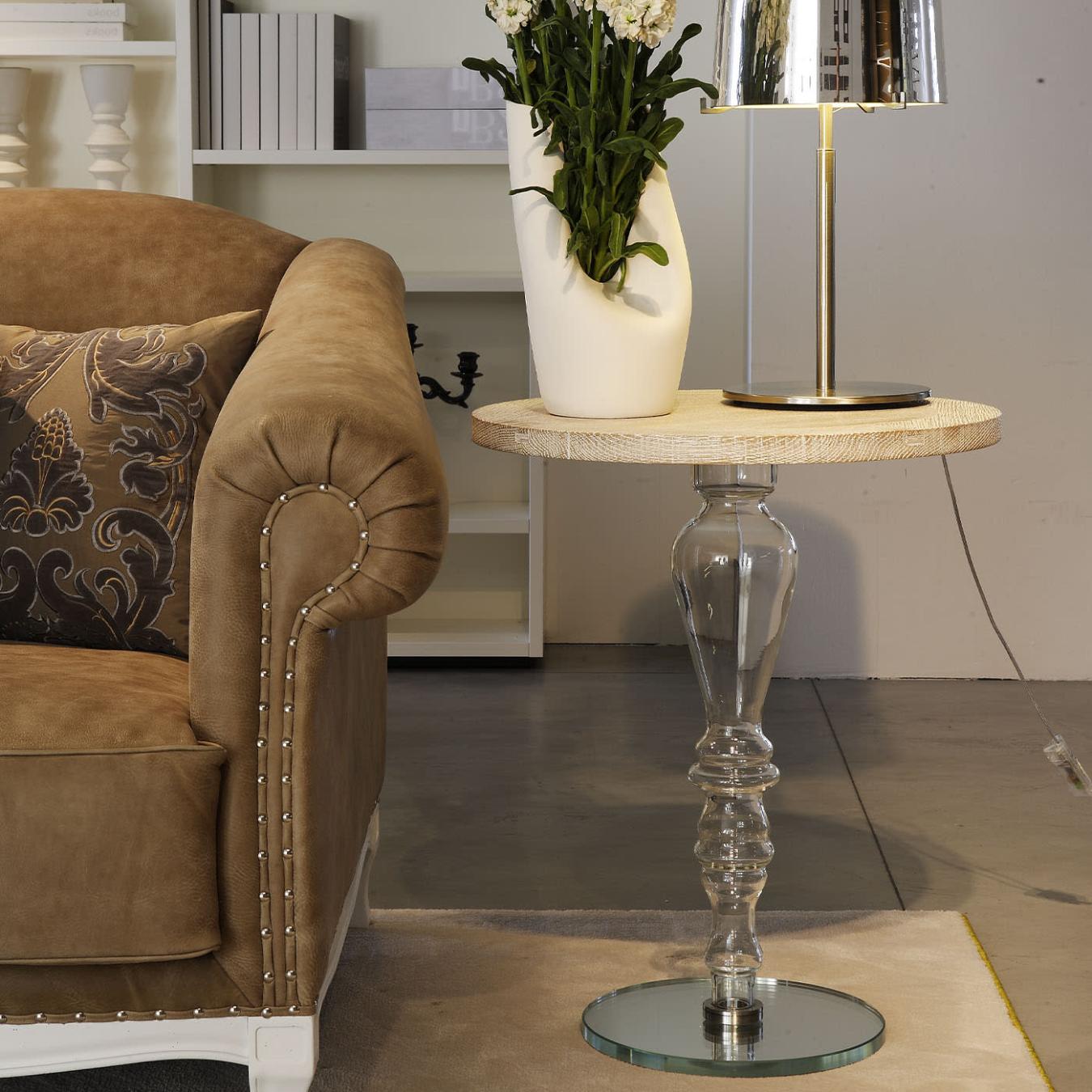 Table d'appoint sculpturale avec plateau en verre