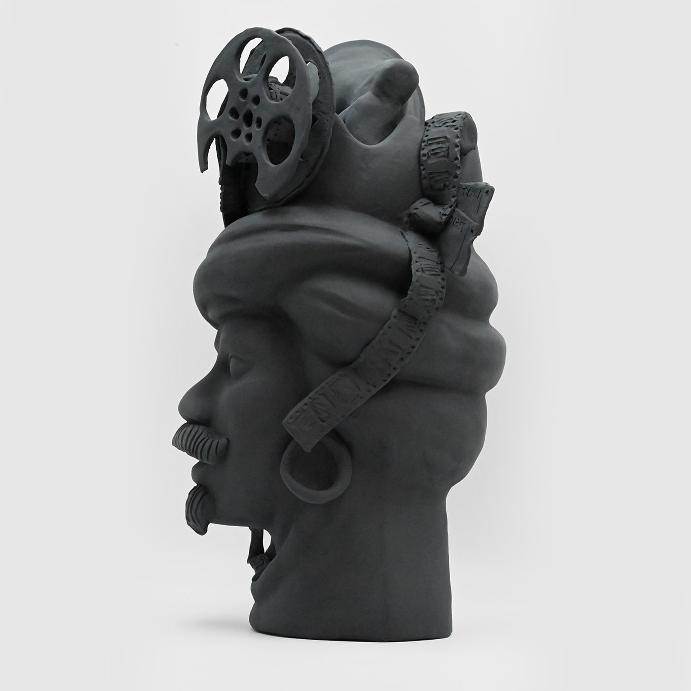 Sculpture Tête De Maure Gris Mat