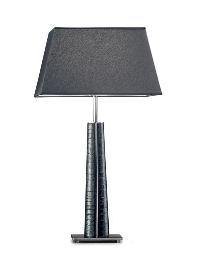 Lampe De Table Chrome Et Cuir Moderne