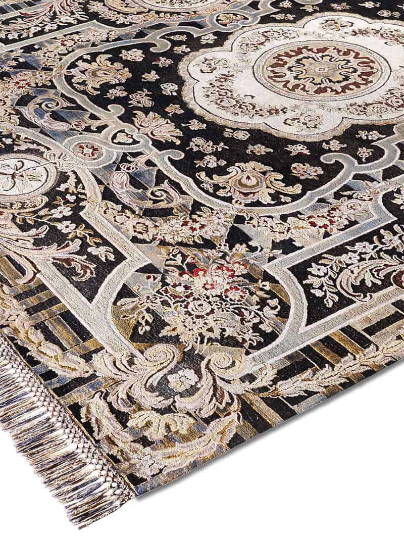 Tapis Aubusson No. 02 Original sur Noir | Taille: 122 x 183 cm