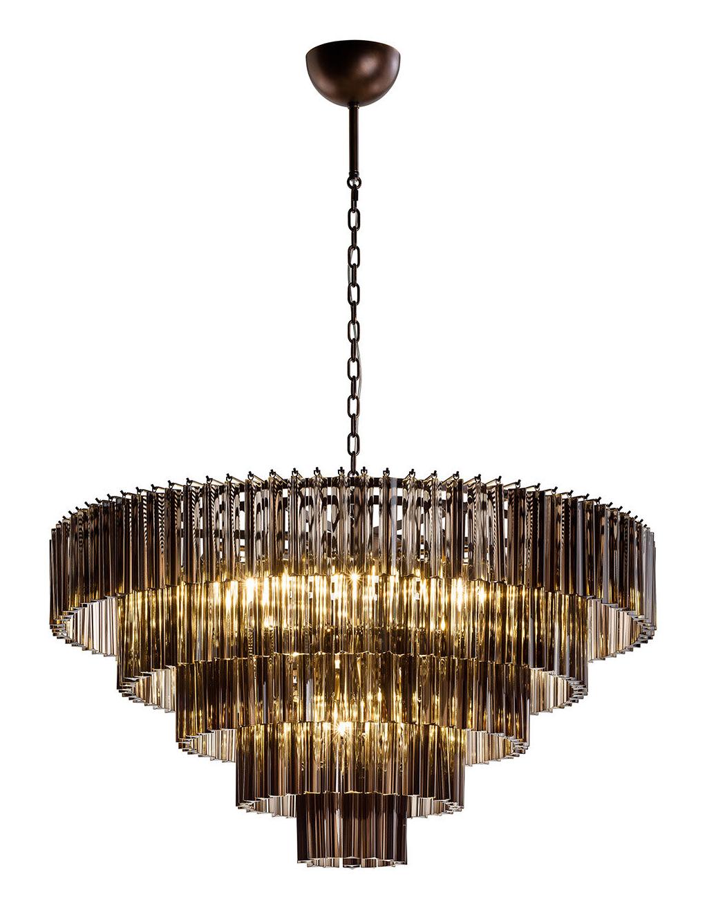 Lustre Rond avec Trihedrons Chocolat Fumé