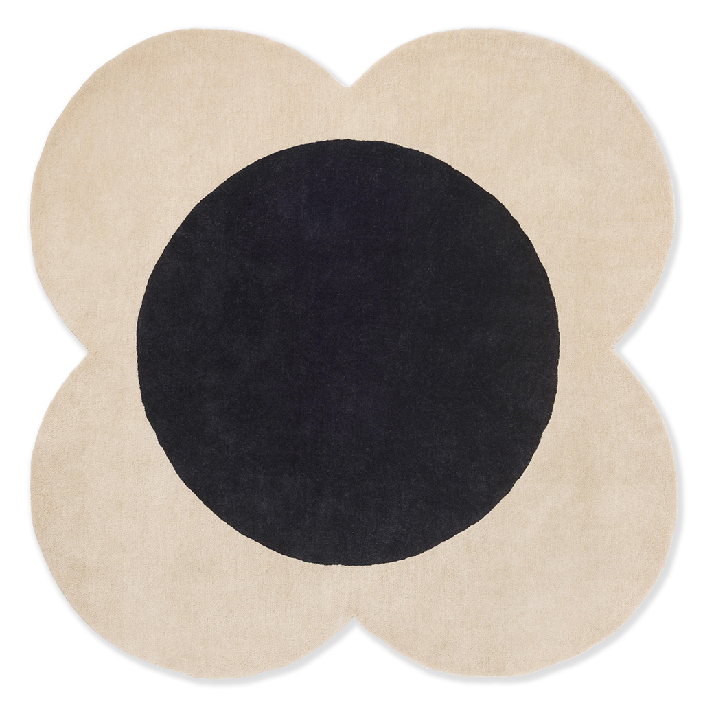 Tapis design en laine Flower Spot Écru / Noir 158409