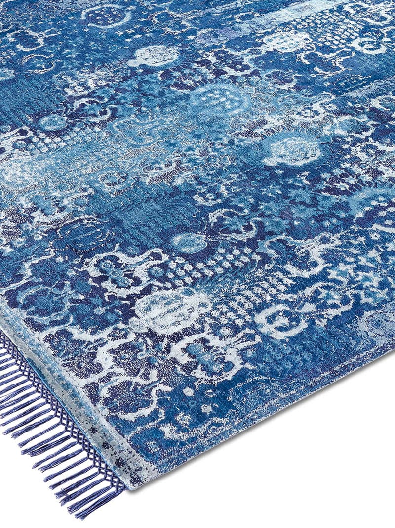 Tapis noué main Woods Bleu