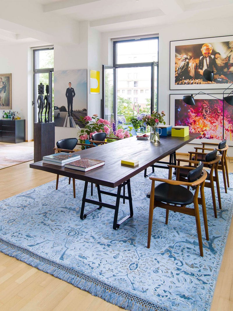 Tapis fait main de luxe Teheran Bleu | Taille: 122 x 183 cm