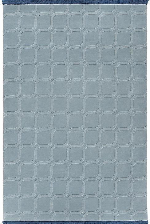 Tapis Bleu Clair Tufté à la Main