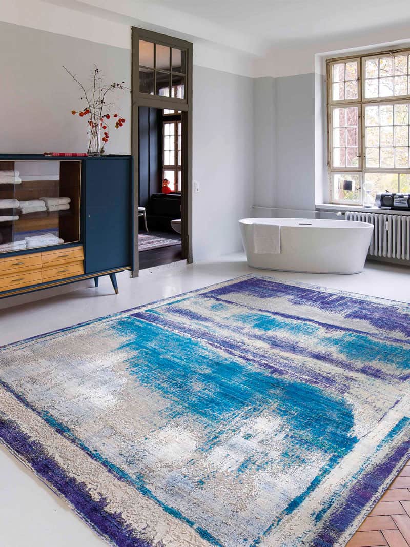 Tapis No. 06 Mélange Bleu sur Gris