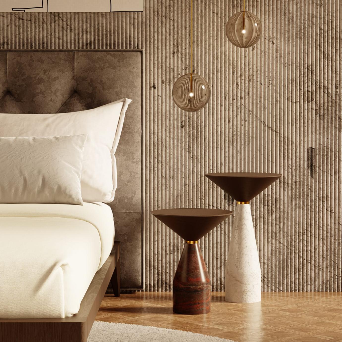 Table d'appoint Cino en marbre blanc