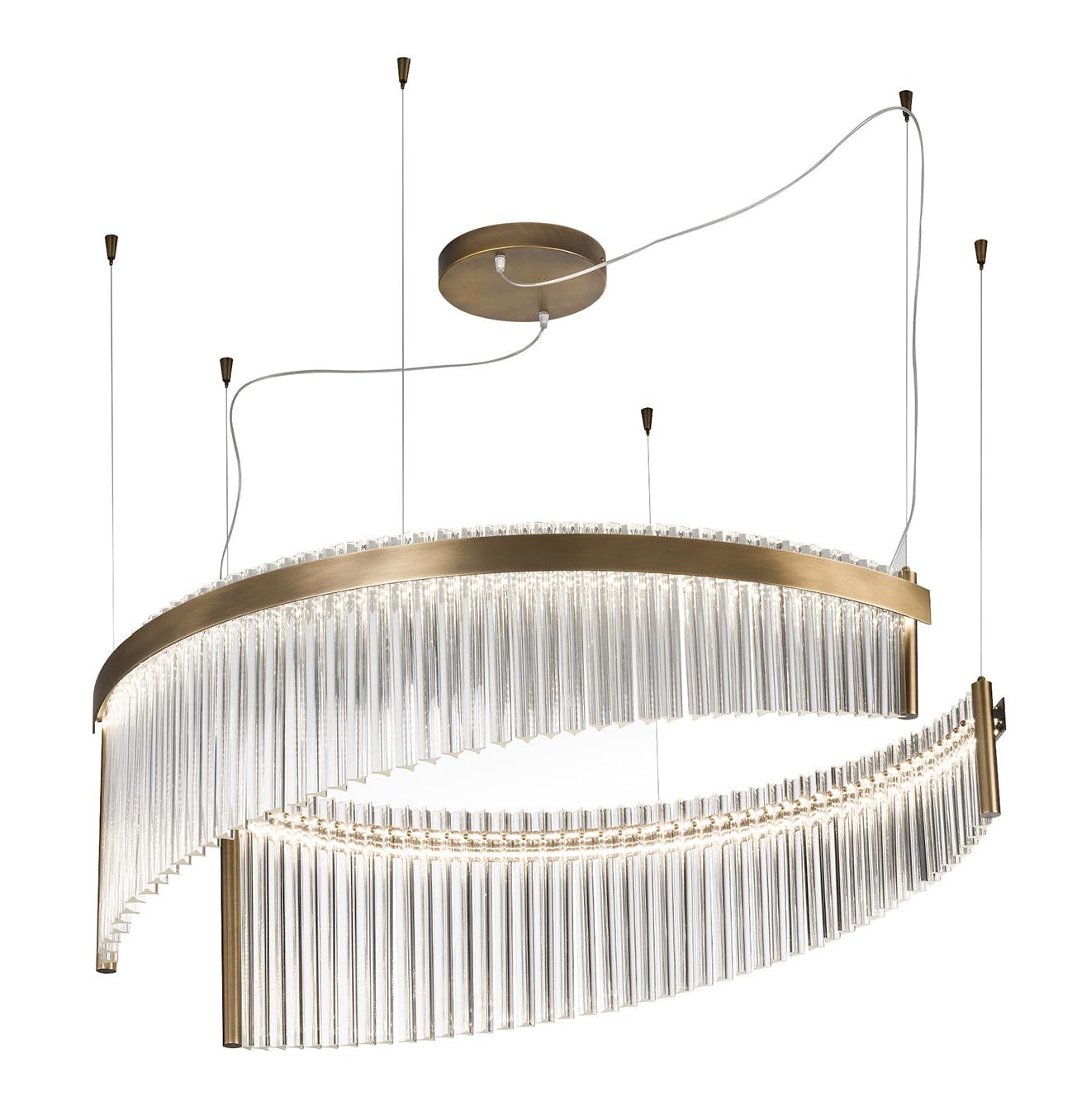 Lustre en Verre de Murano Transparent avec Double Éclairage LED