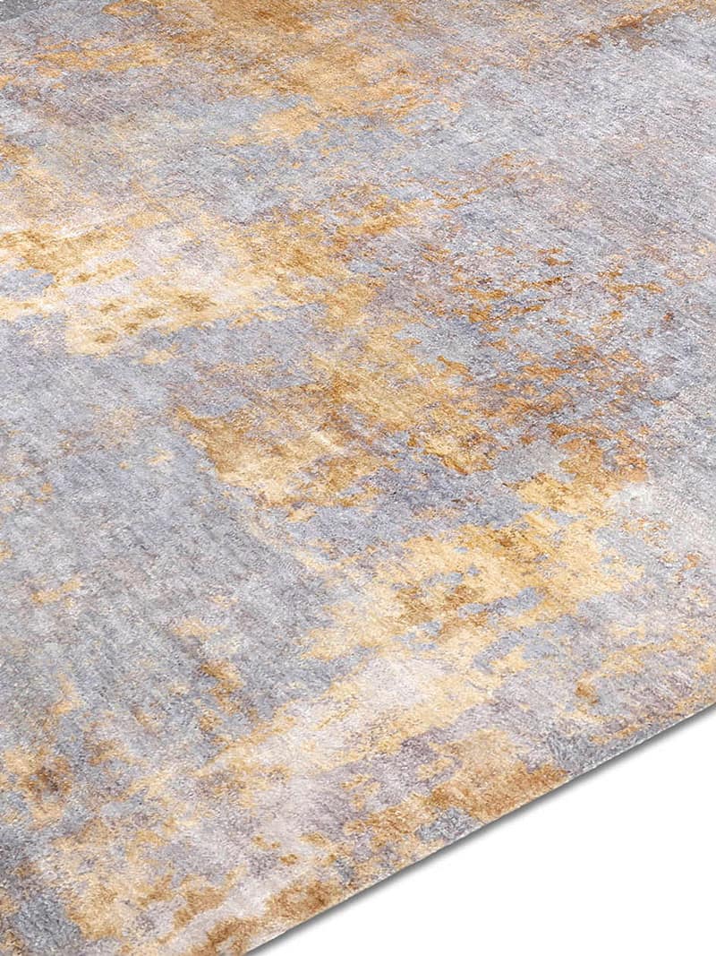 Tapis noué main de luxe Stéréo Gris / Doré