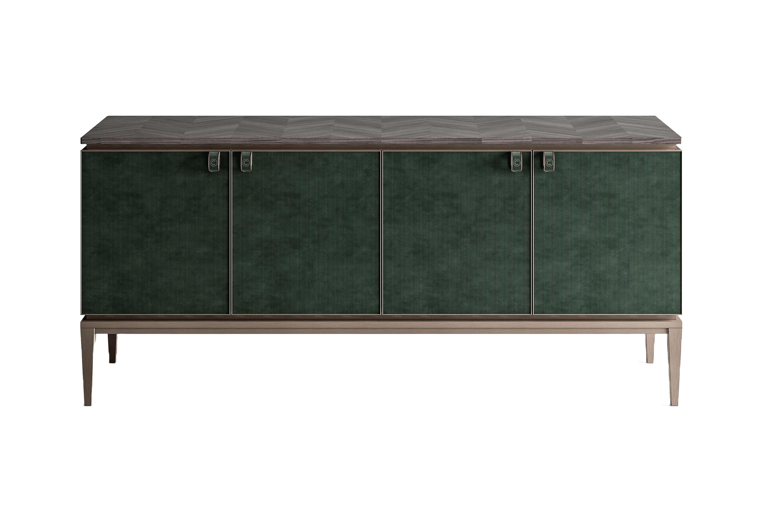 Buffet en Cuir Vert / Marron