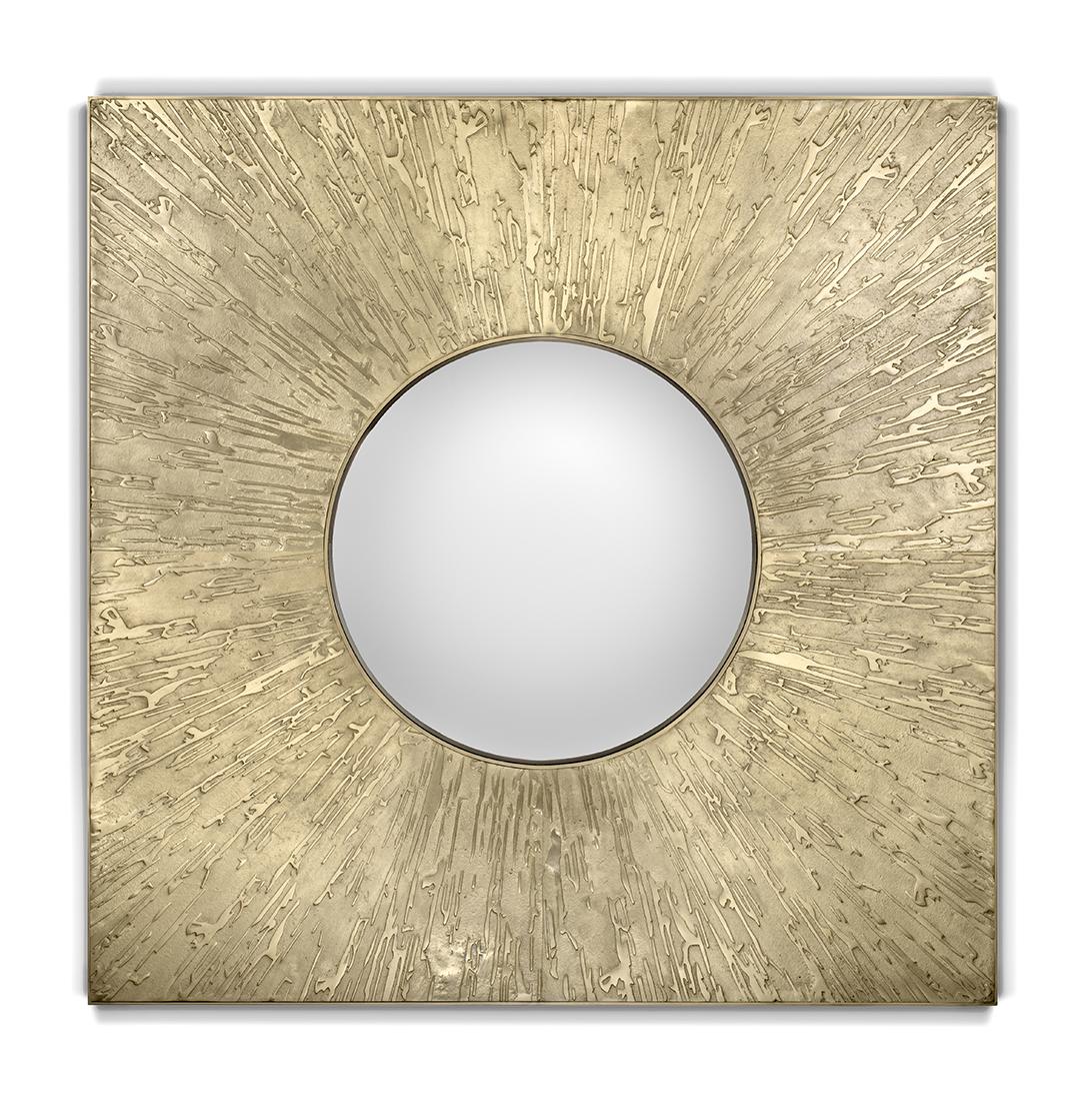 Miroir d'Accent Carré en Laiton
