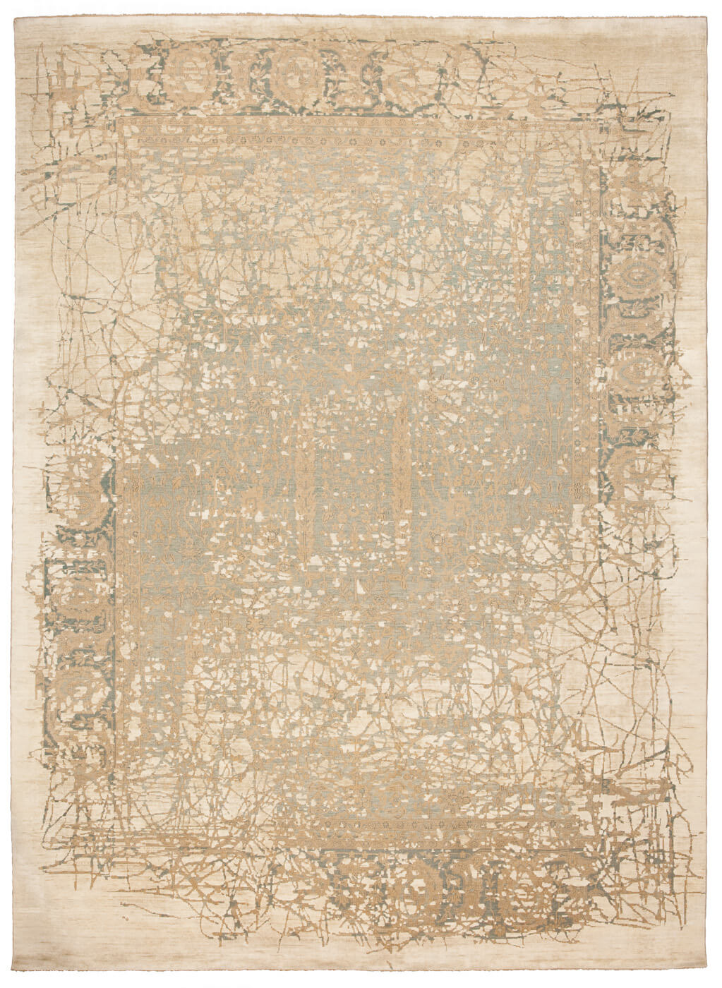 Tapis Tabriz Wooster Plaisir Bleu Ciel Gris Soie
