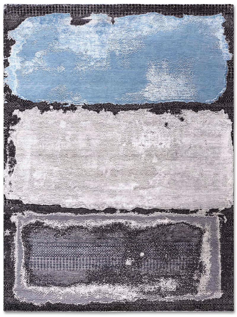 Tapis tissé main Bleu Clair Argenté