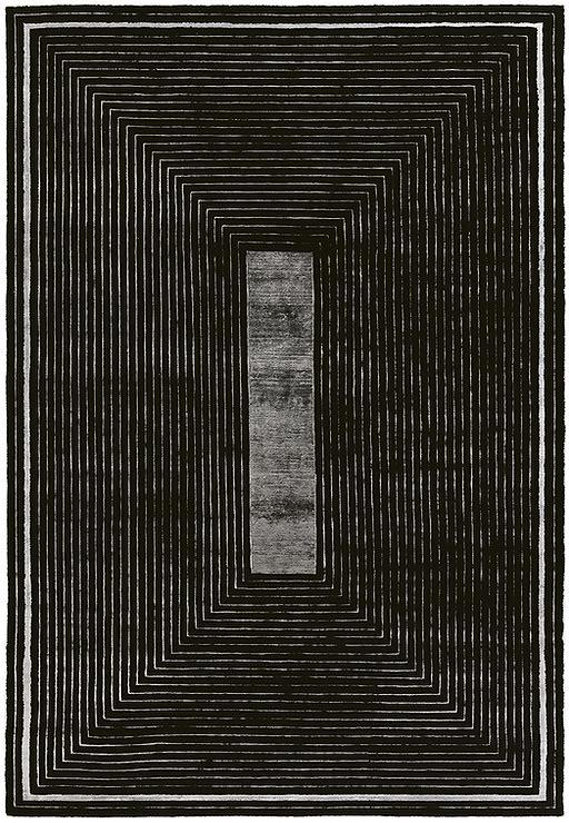 Tapis à Cadre Noir en Laine & Viscose