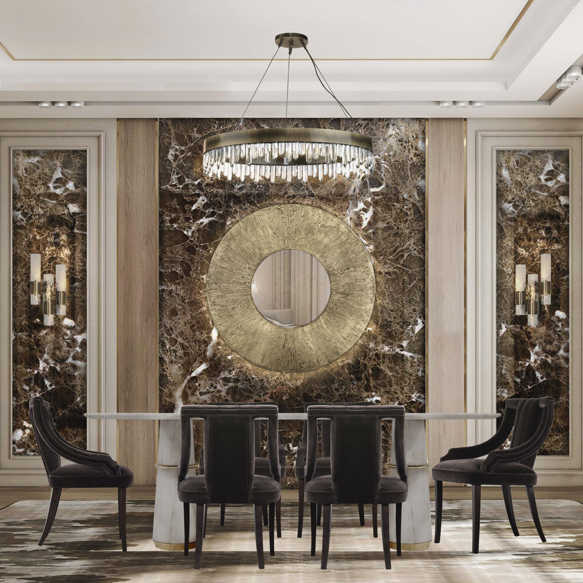 Miroir d'Accent Rond en Laiton