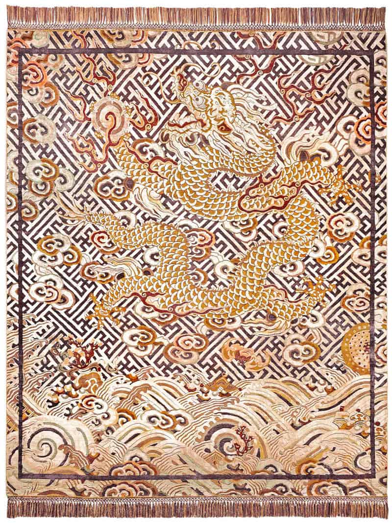 Tapis noué main Dragon | Taille: 274 x 365 cm