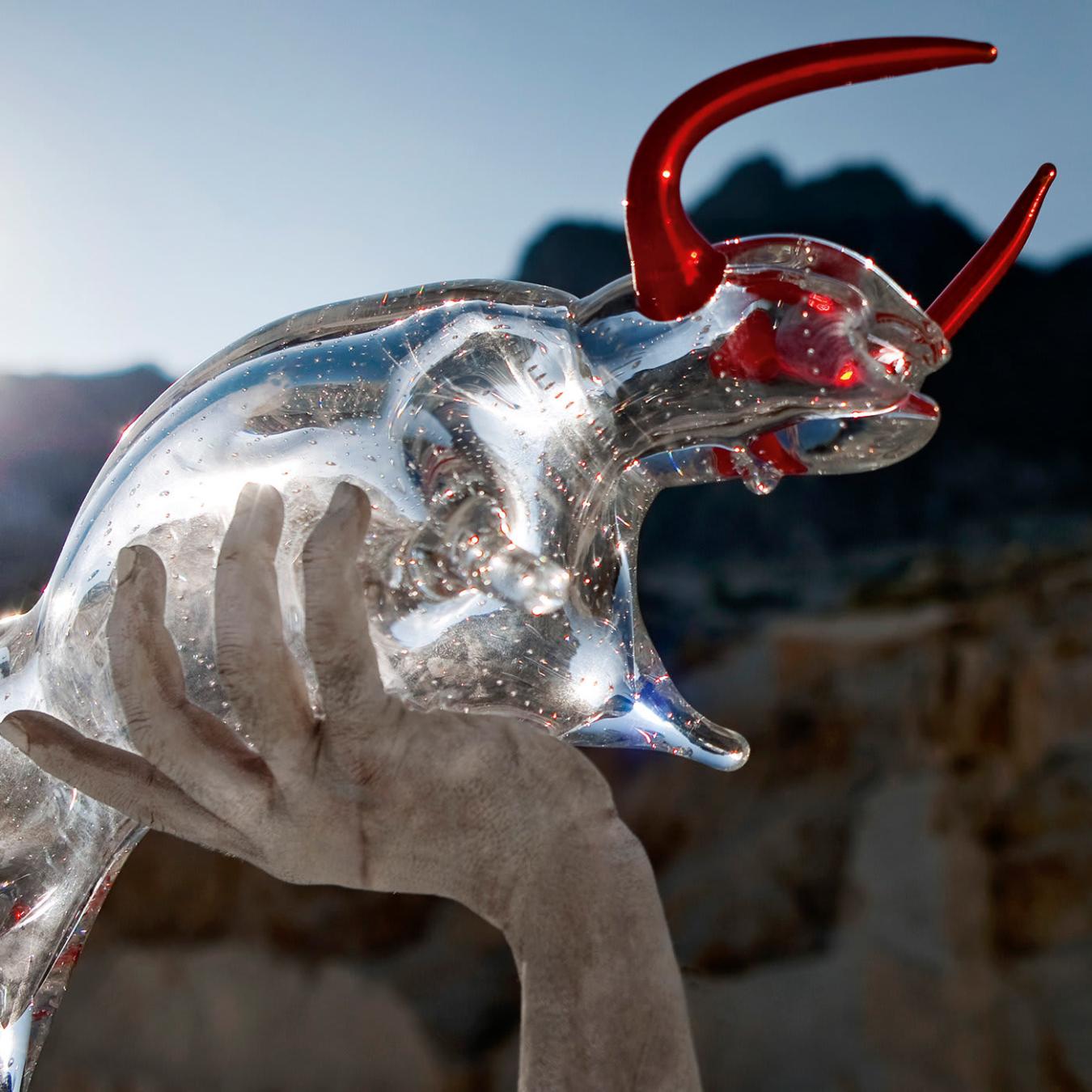 Figurine taureau en verre