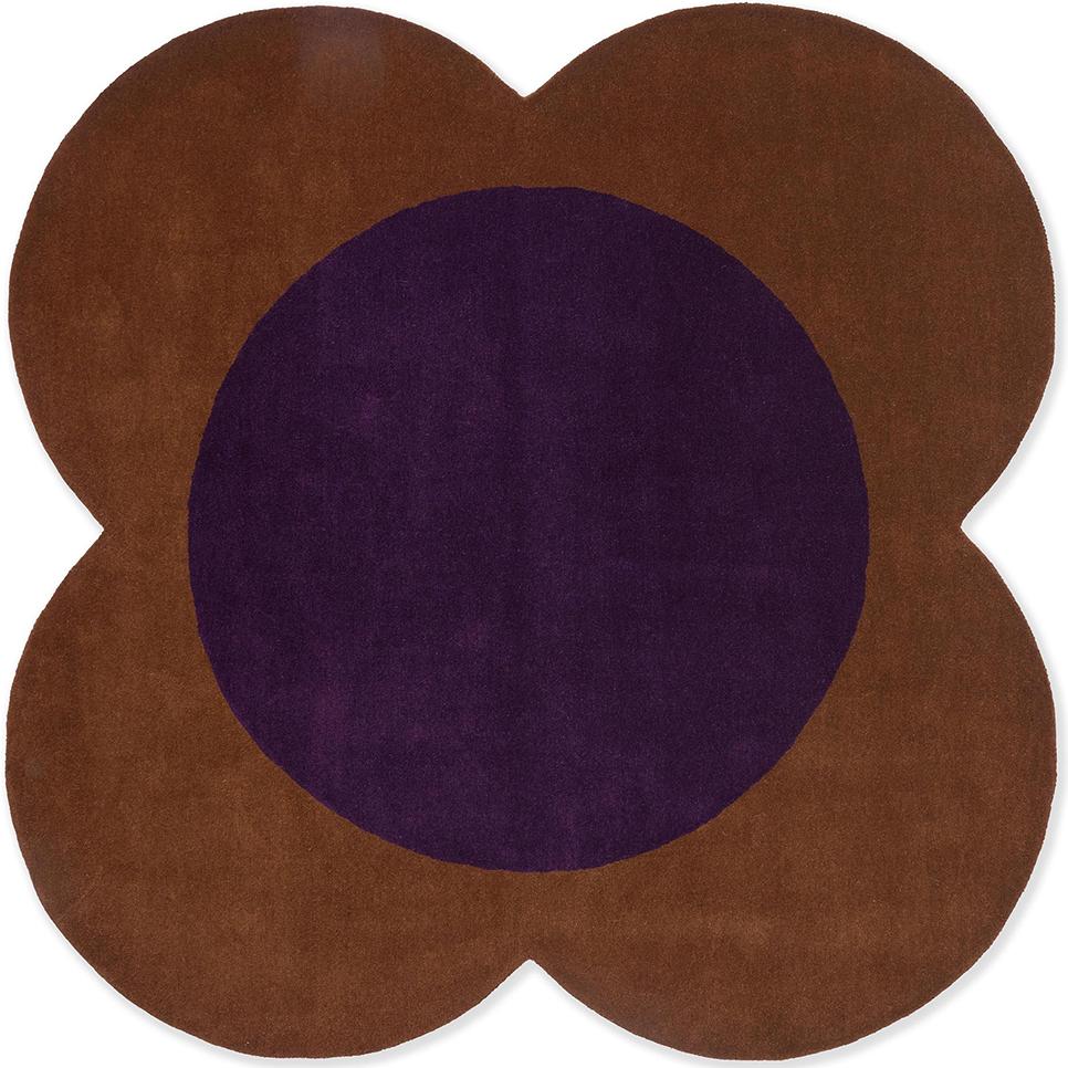 Tapis design en laine Flower Spot Chestnut / Violet 158401