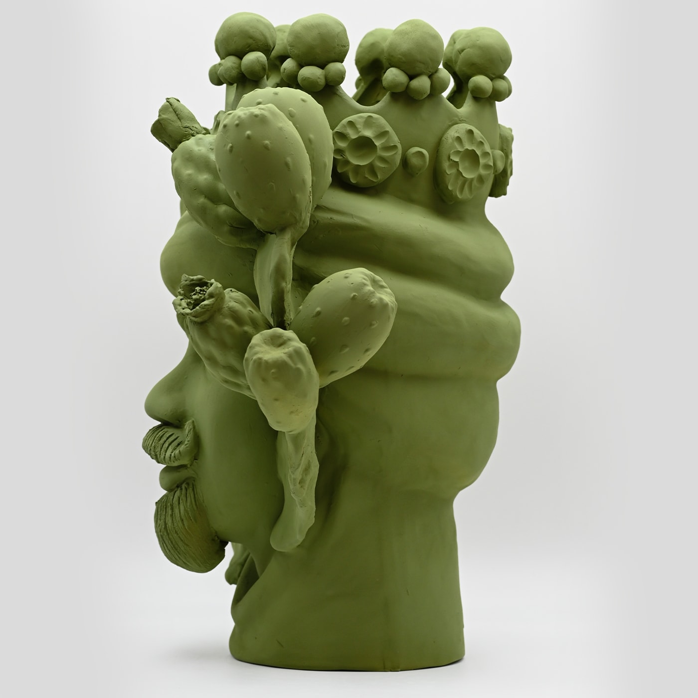 Sculpture Tête De Maure Vert Artisanale
