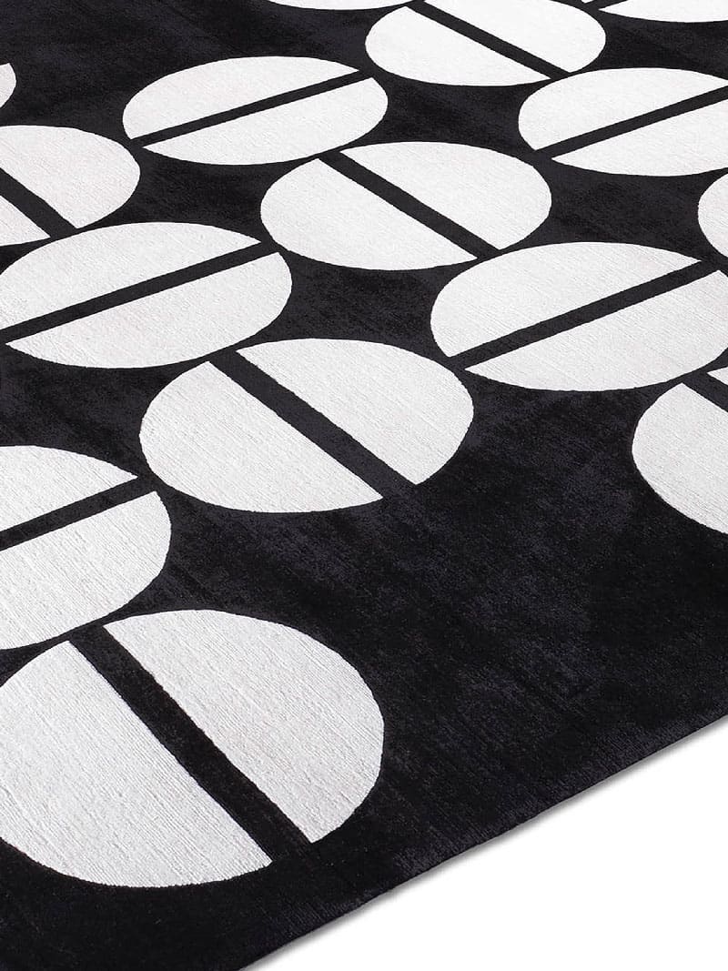 Tapis Cercle No. 03 Blanc sur Noir