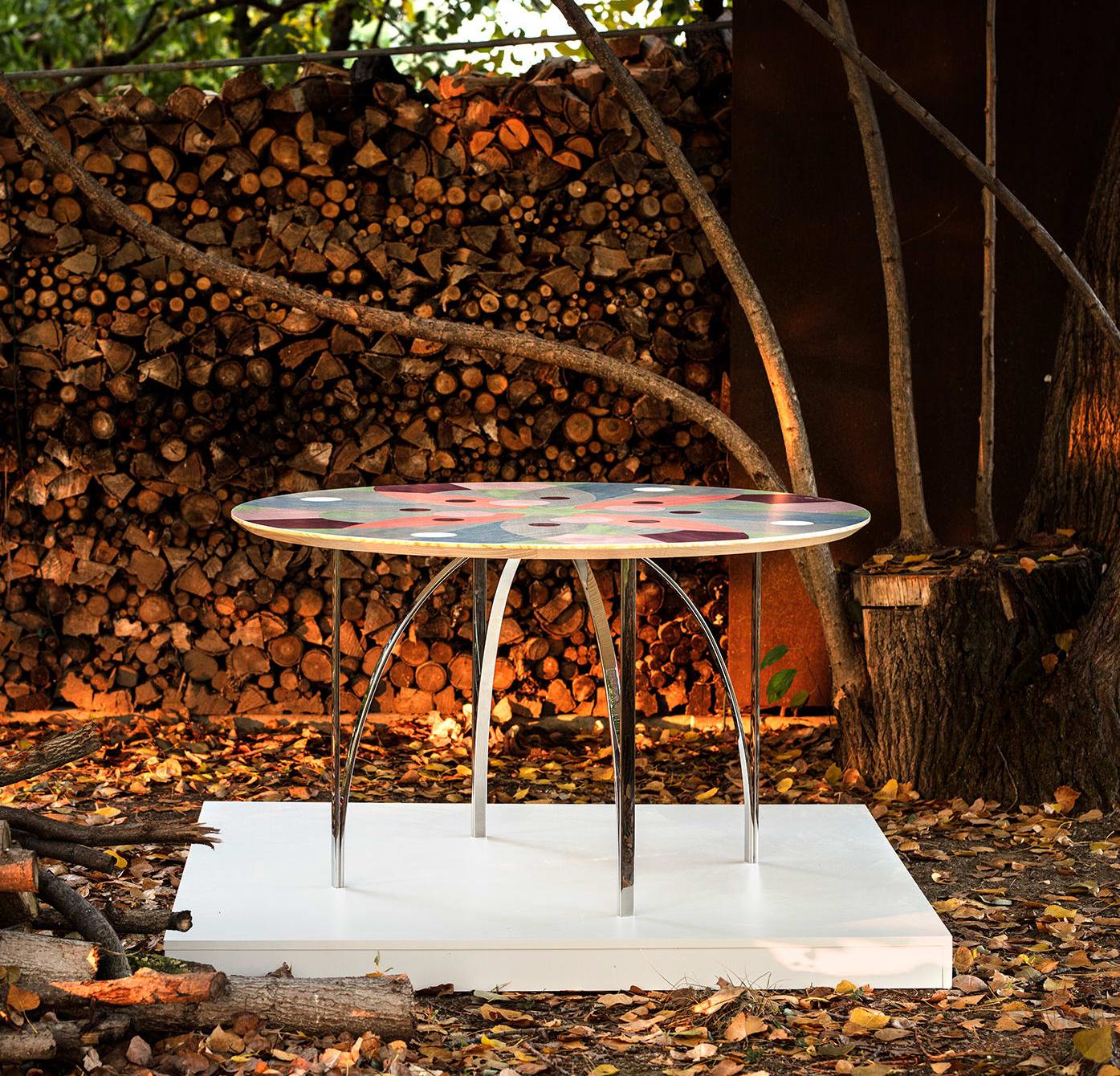 Table de Salle à Manger Plaquée Multicolore