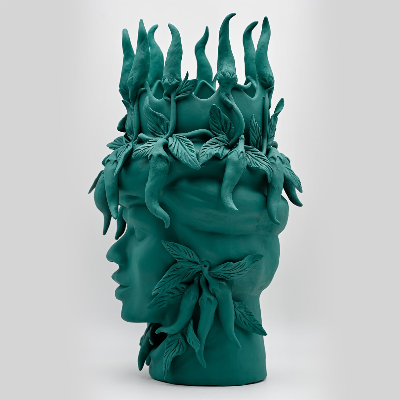 Sculpture Tête De Maure Vert Foncé