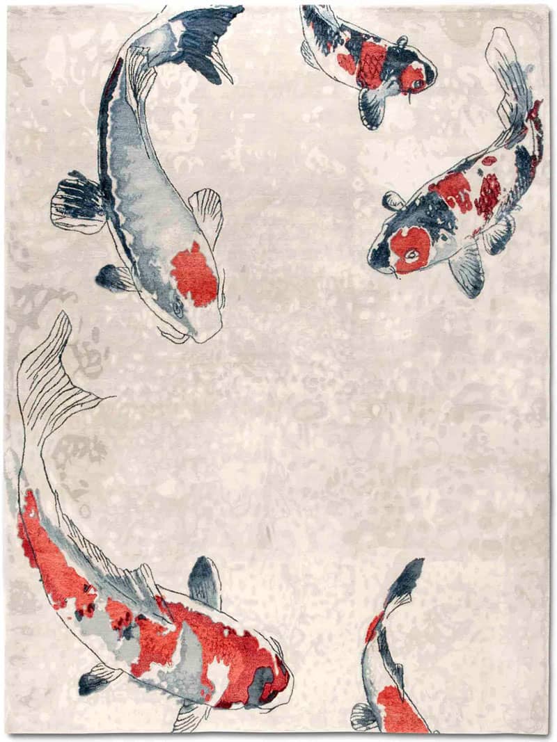 Tapis noué main de luxe Poisson Sable