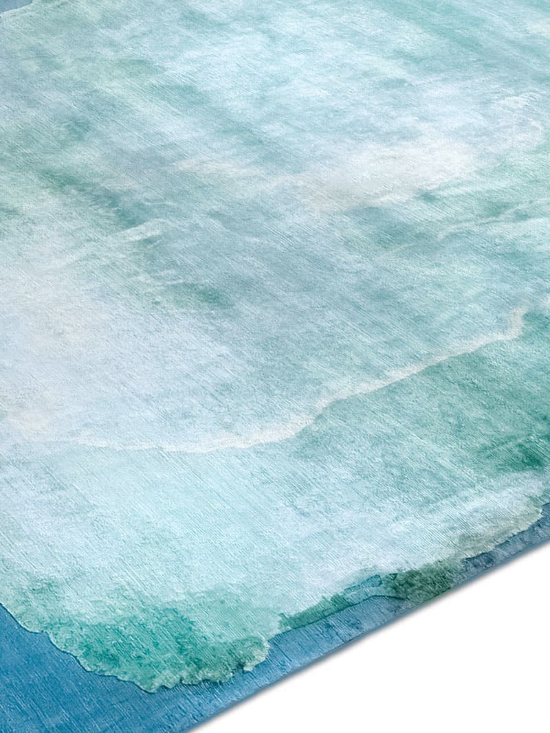 Tapis noué main de luxe Mono Turquoise