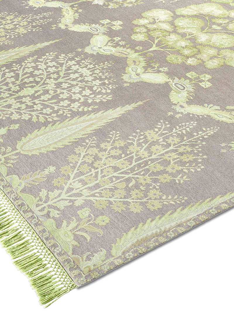 Tapis fait main de luxe Mughal Vert | Taille: 300 x 400 cm