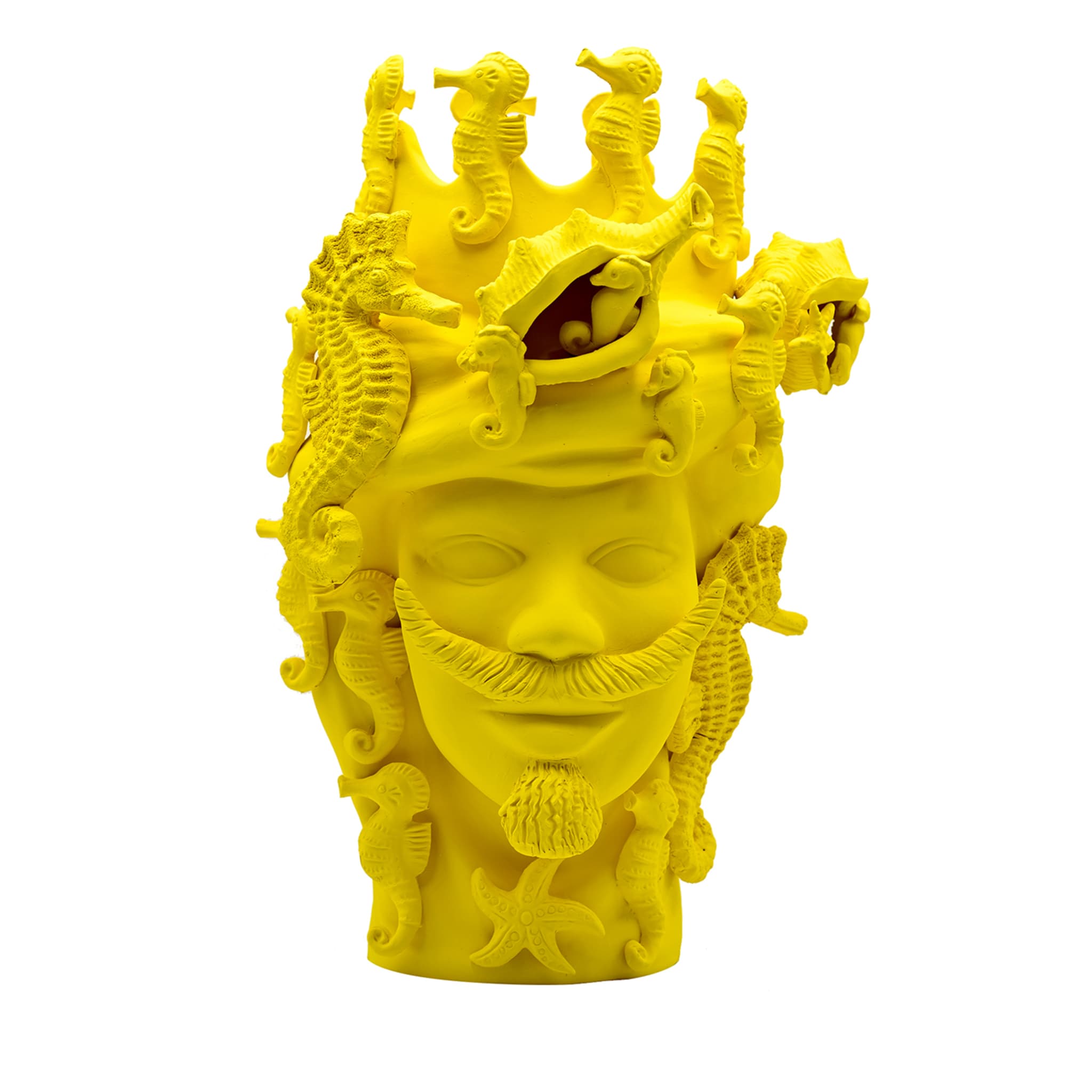 Sculpture Tête De Maure Jaune