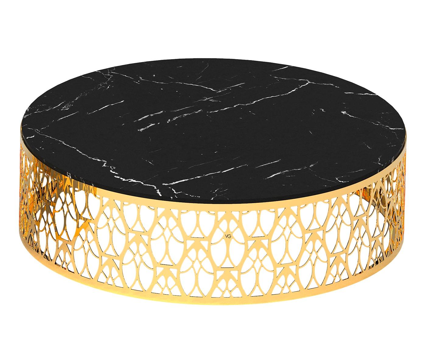 Table basse dorée Cabaret