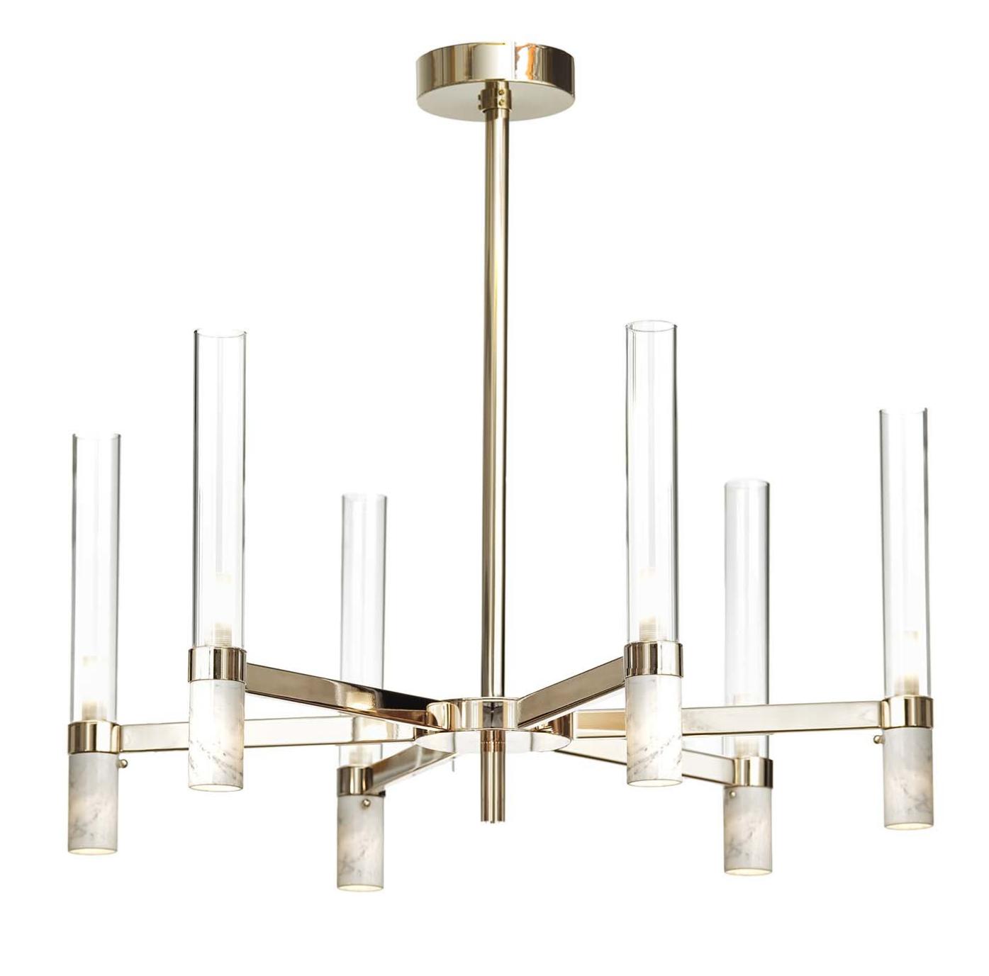 Lustre en Marbre de Carrare Finition Or