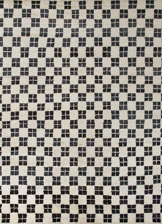 Tapis Berbère Noir & Blanc à Poil Ras
