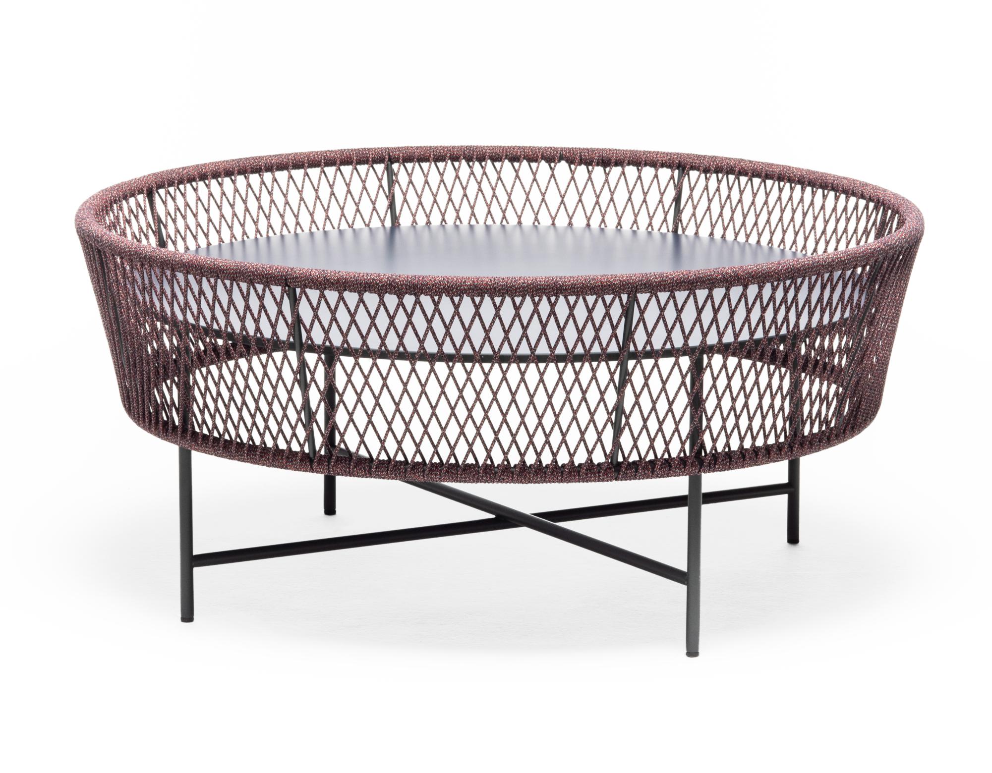 Table Basse de Jardin Ronde Bleue et Rouge Tamburo LG