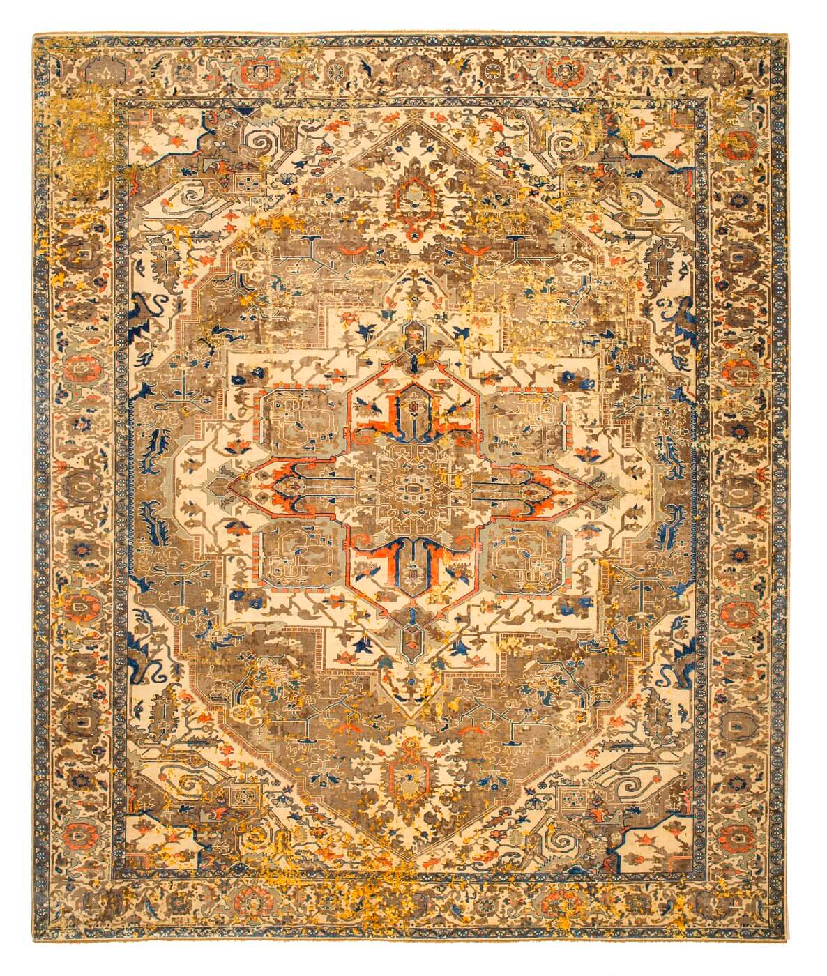 Tapis Serapi Westminster Artwork 21 Beige Orange Soie
