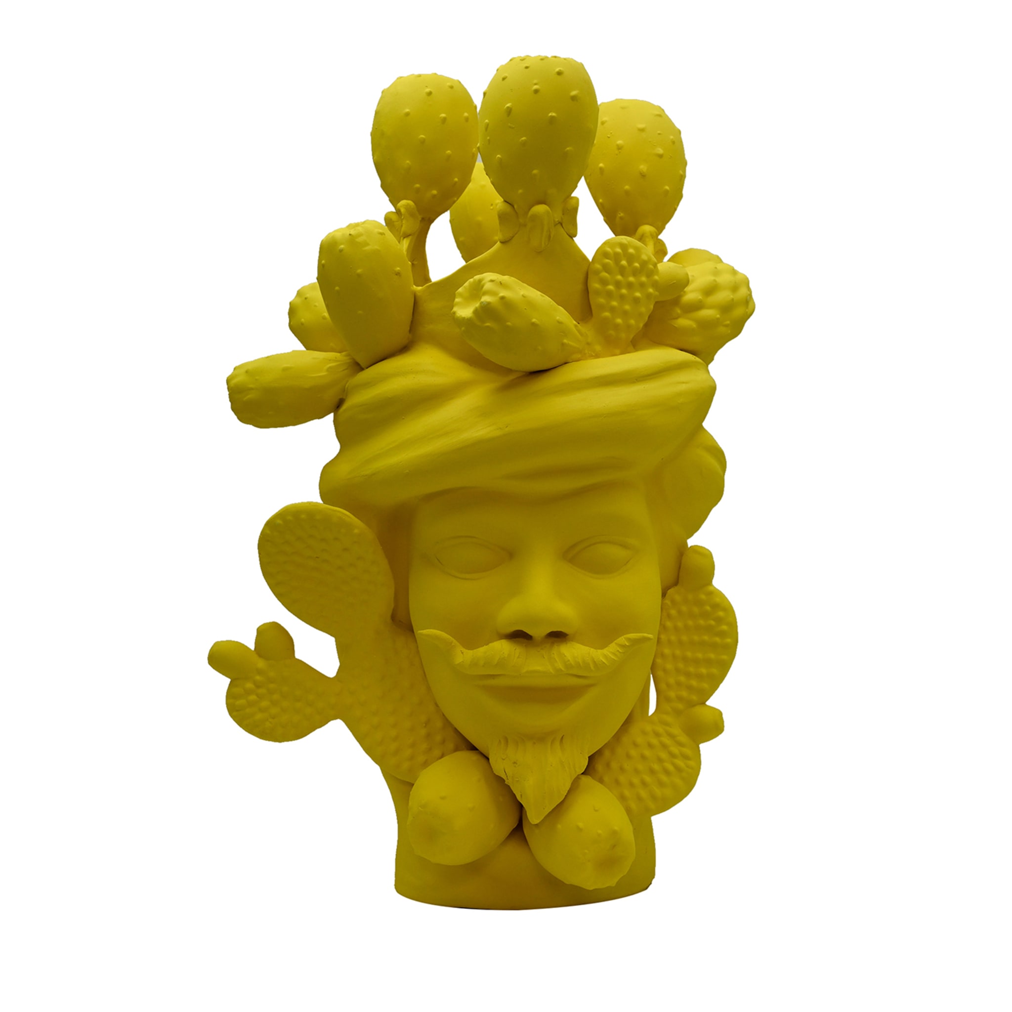 Sculpture Unique Tête De Maure Jaune