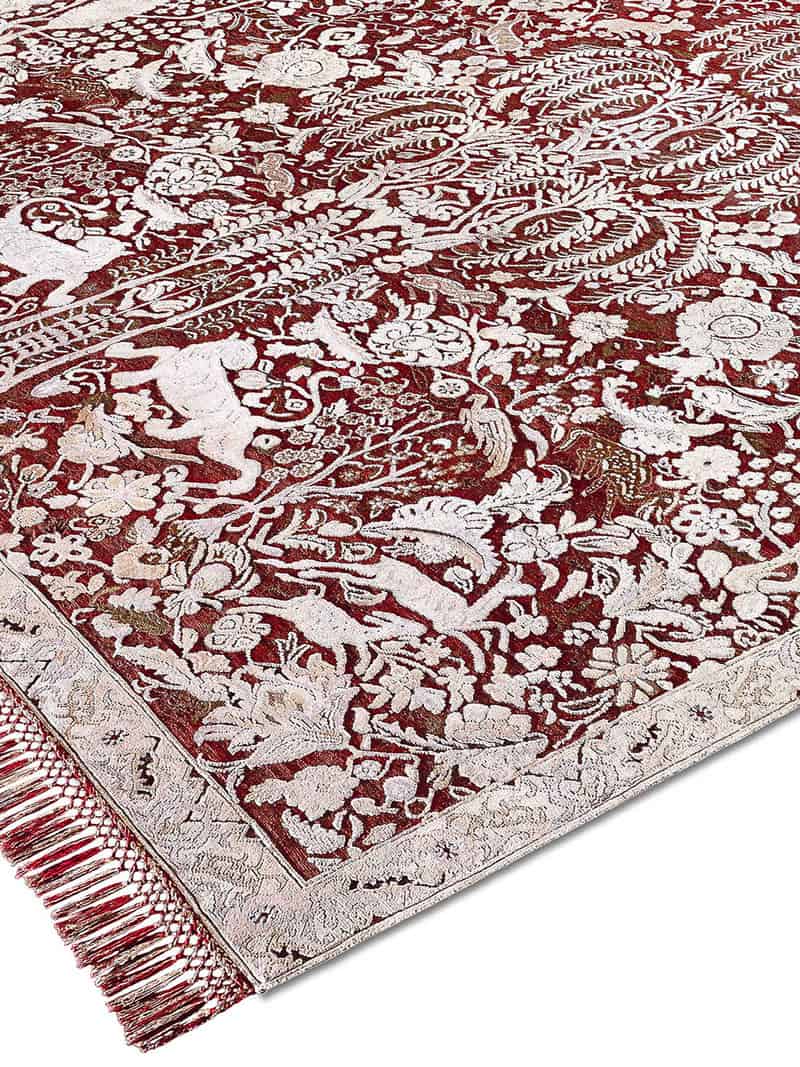 Tapis de luxe fait main Or / Rouge