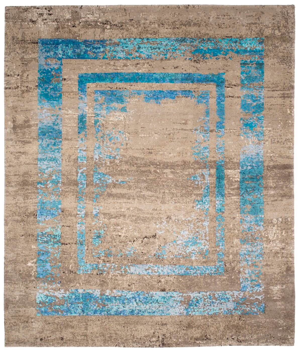 Tapis Artwork 27 Triple Bordure Bleu