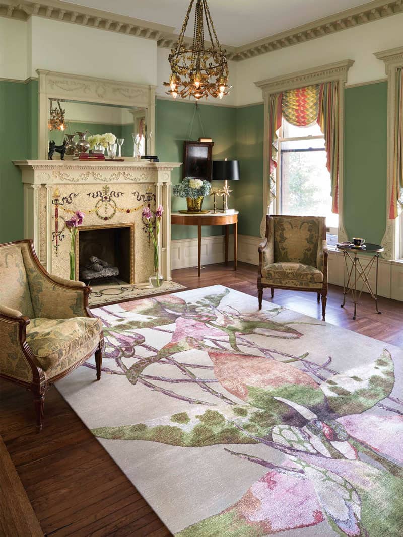 Tapis noué main de luxe Orchidée