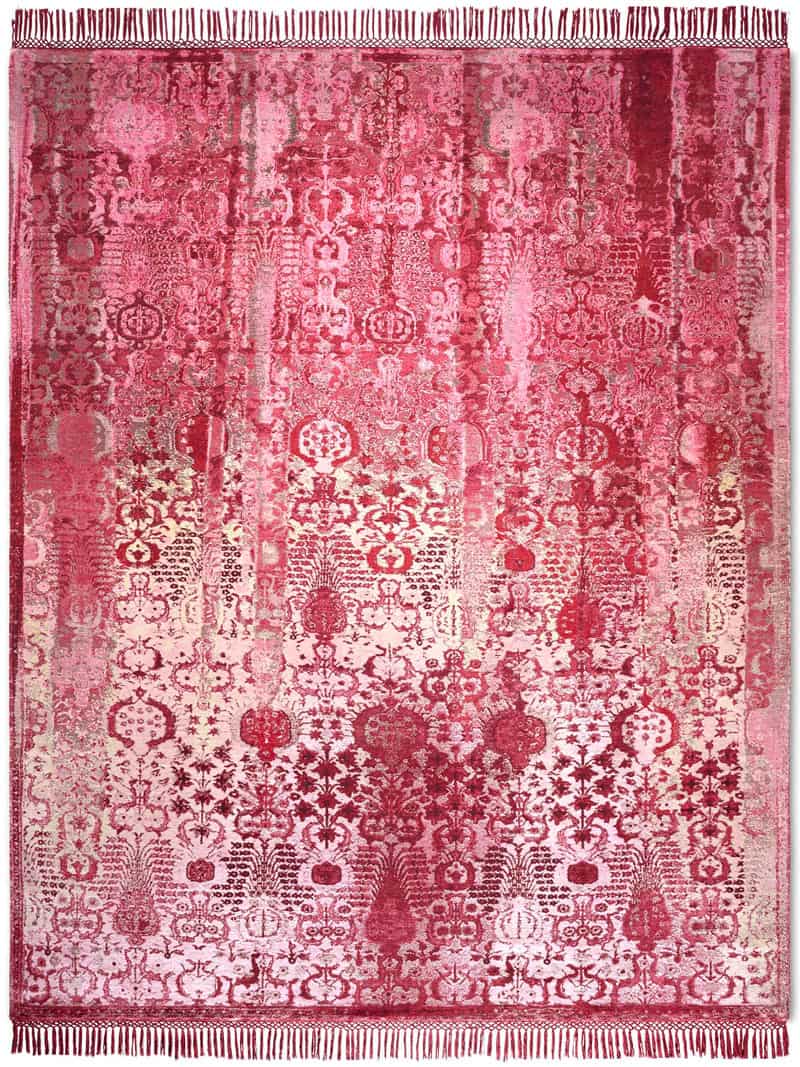 Tapis noué main de luxe Woods Fraise