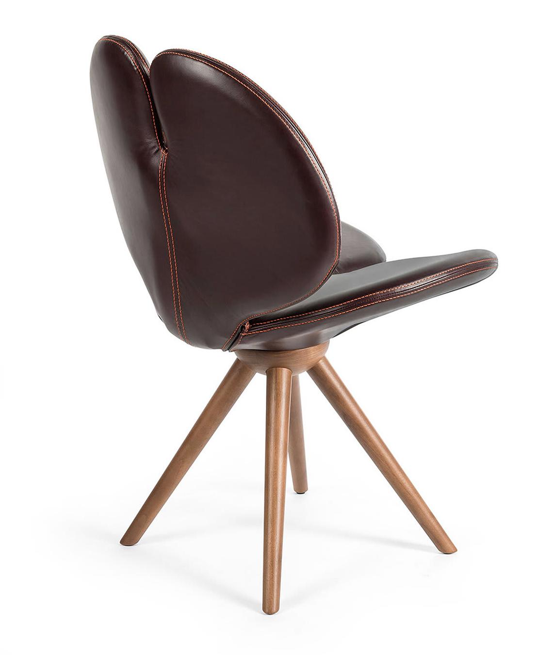 Chaise Pansè en laine et cuir
