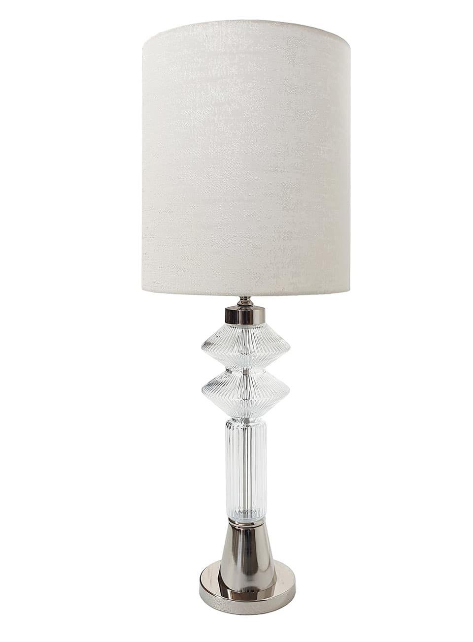 Lampe de Table en Verre de Murano Finition Nickel Poli