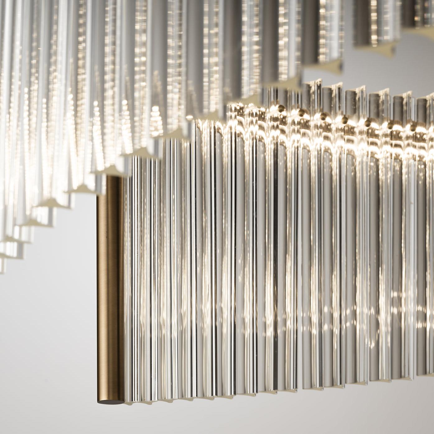 Lustre en Verre de Murano Transparent avec Double Éclairage LED