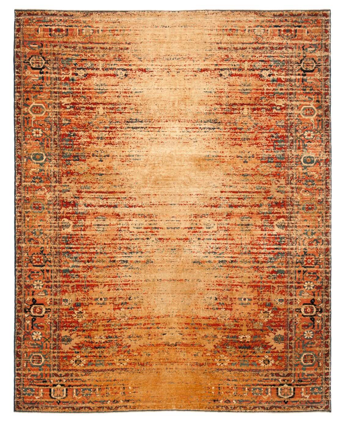 Tapis Bidjar Kingscross Inversé Rouge Doré Soie | Taille: 300 x 400 cm