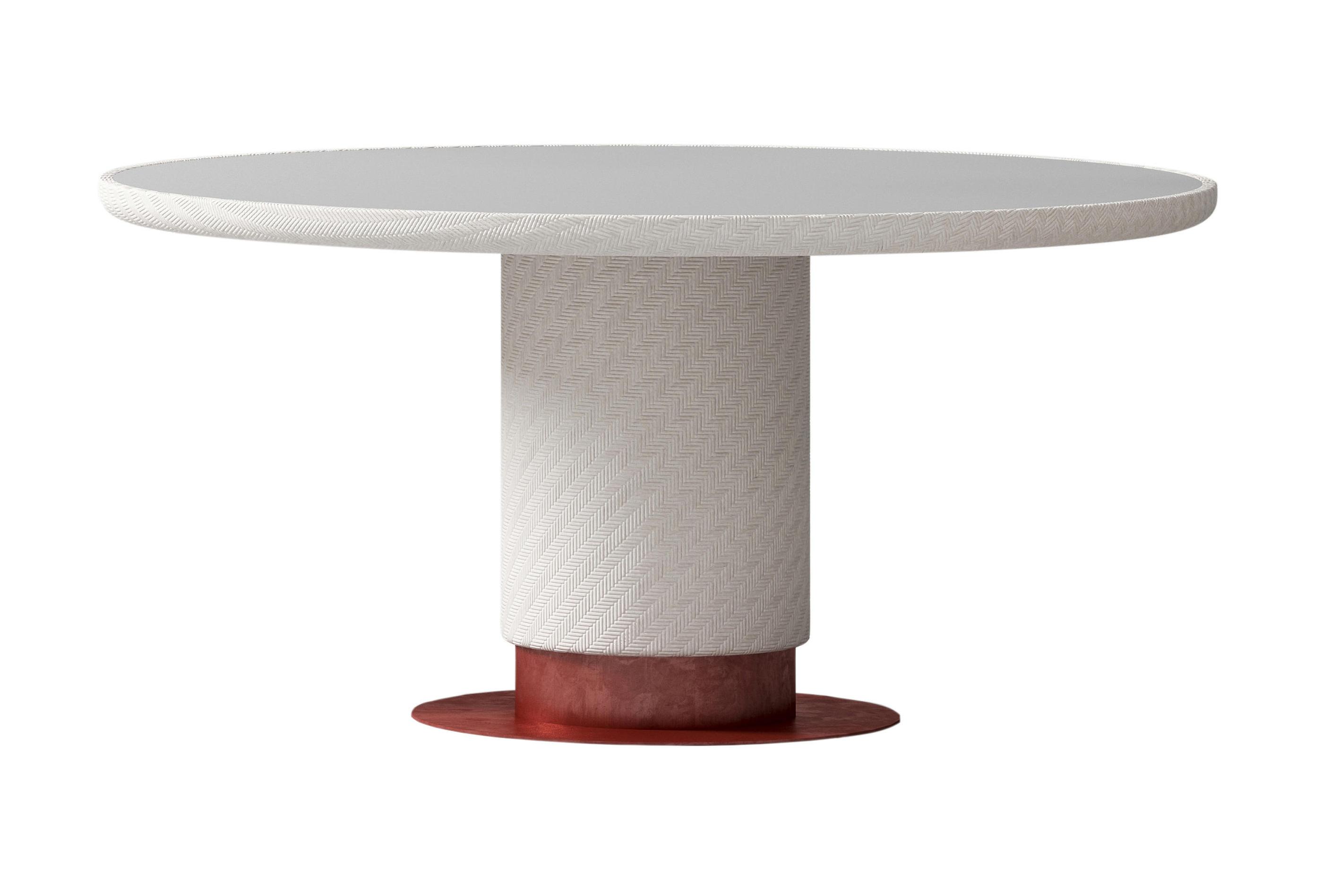 Table De Salle À Manger Ronde Blanc Et Rouge