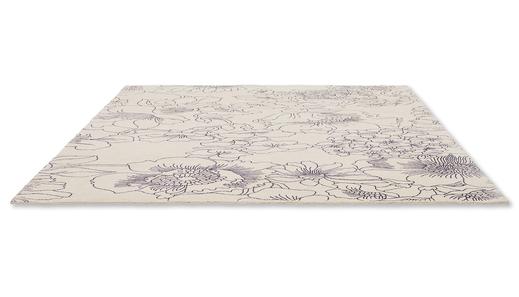 Tapis Linear Floral Bleu