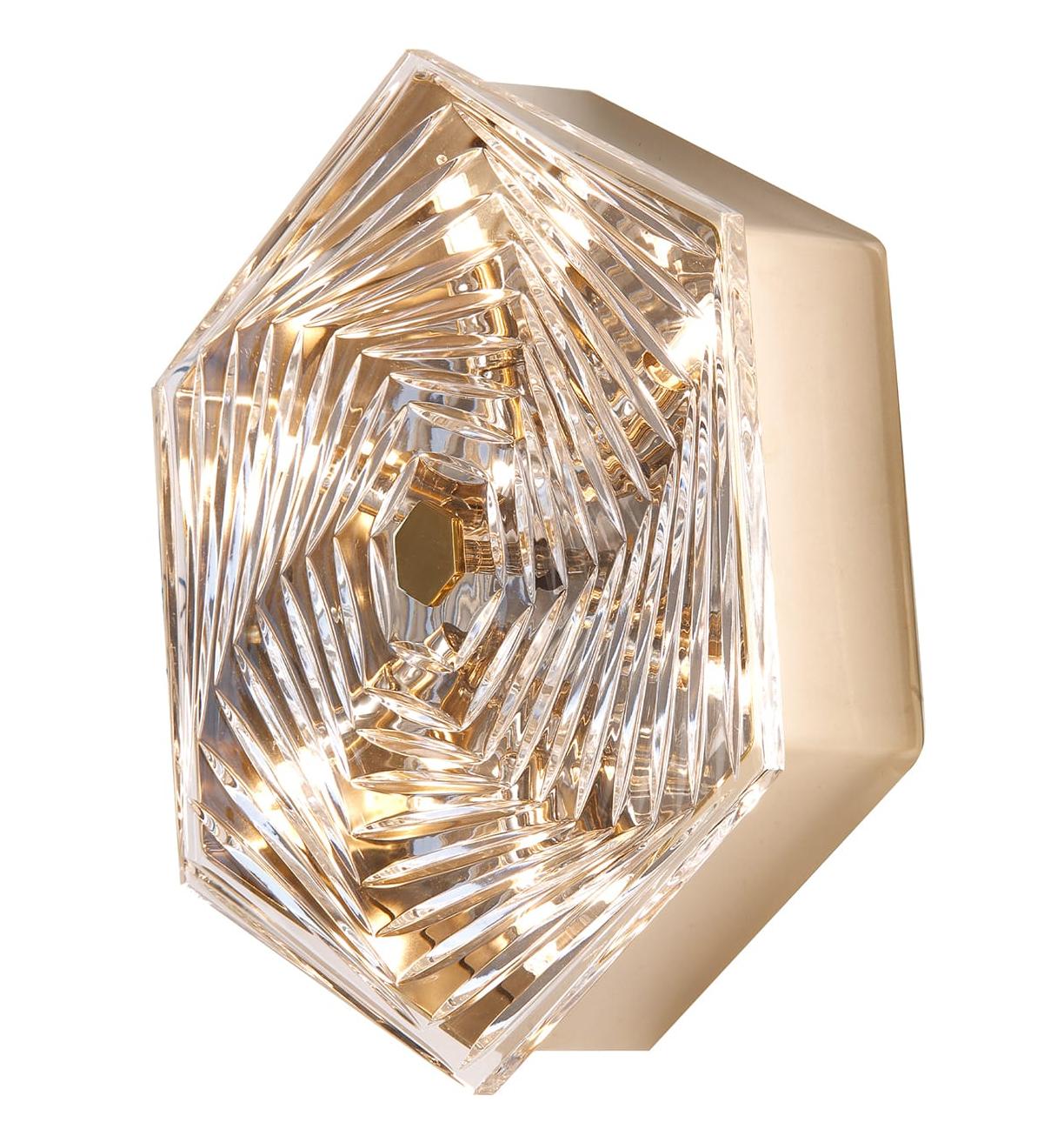 Applique Murale Hexagonale en Cristal Or Doux