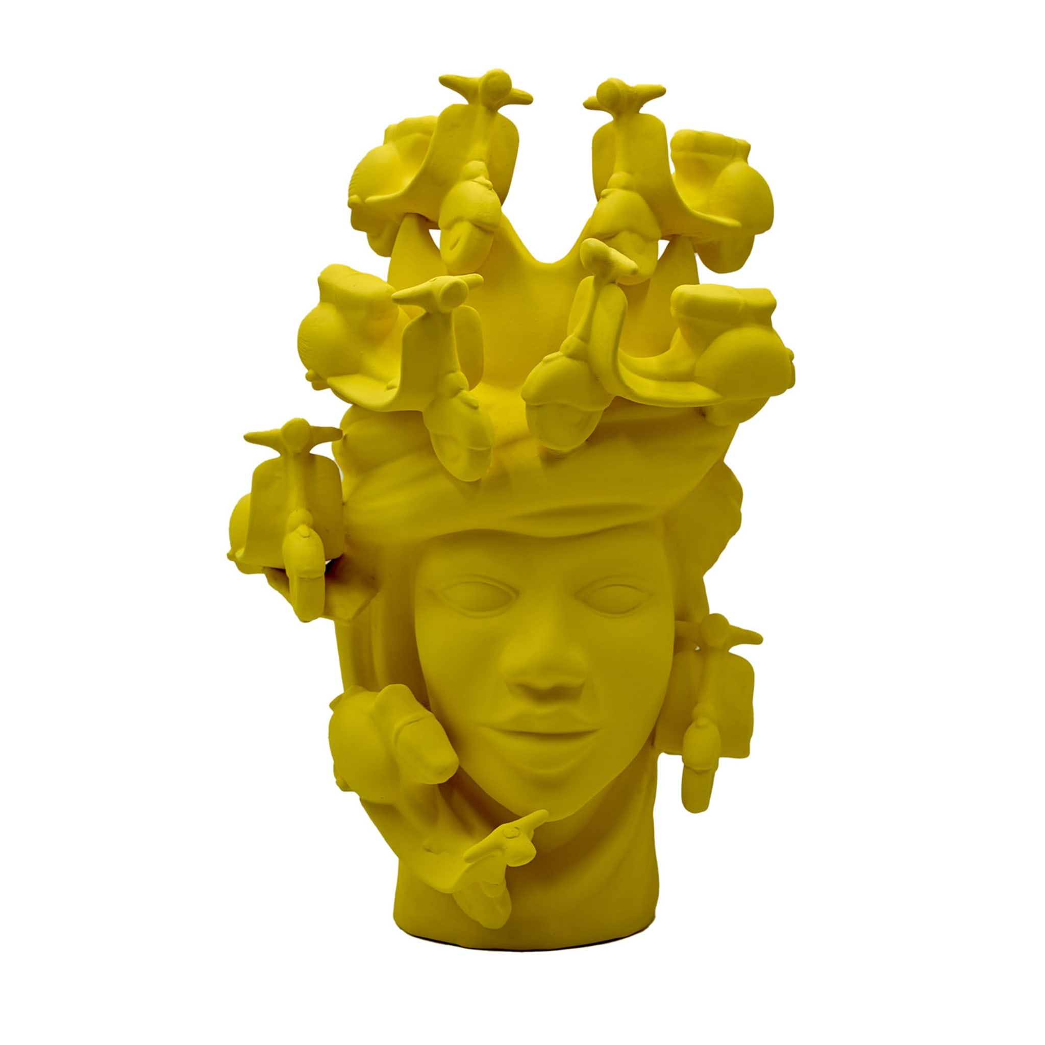Sculpture Tête De Maure Jaune Mat