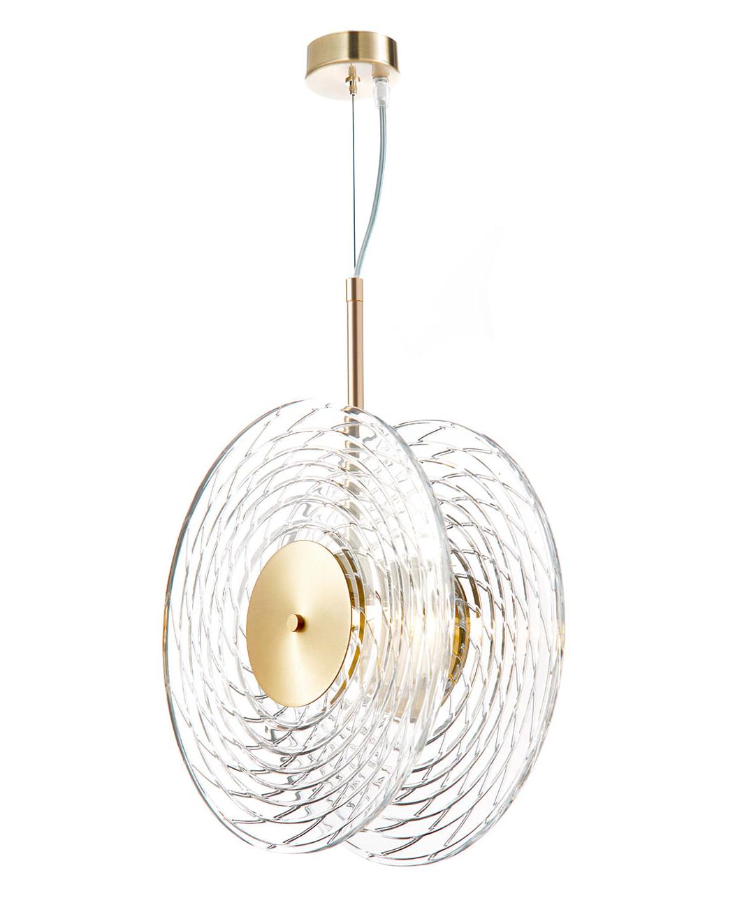 Lustre Double Disque en Cristal Ripple